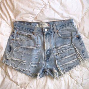 Levi's 505 Regular Fit Destroyed Denim Shorts